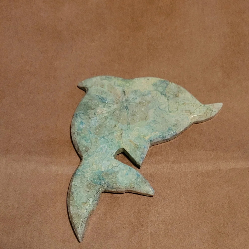Turquoise color marble dolphin coasters